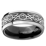 10mm Celtic Braided Beveled Glossy Black 2 Tone Tungsten Engagement Ring