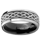 10mm Celtic Knot Beveled Glossy Black 2 Tone Tungsten Engagement Ring