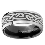 10mm Celtic Knot Infinity Love Beveled Glossy Black 2 Tone Tungsten Engagement Ring