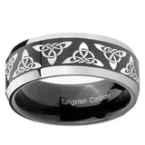 10mm Celtic Knot Beveled Glossy Black 2 Tone Tungsten Engagement Ring