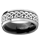 10mm Celtic Knot Love Beveled Glossy Black 2 Tone Tungsten Engagement Ring