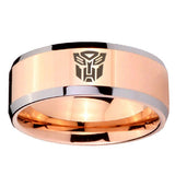 10mm Transformers Autobot Beveled Edges Rose Gold Tungsten Mens Engagement Band