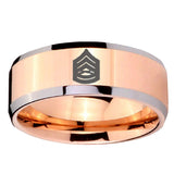 10mm Army Sergeant Major Beveled Edges Rose Gold Tungsten Personalized Ring