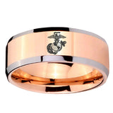 10mm Marine Beveled Edges Rose Gold Tungsten Carbide Custom Ring for Men