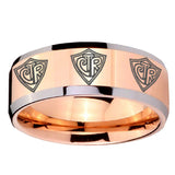 10mm Multiple CTR Beveled Edges Rose Gold Tungsten Carbide Engraved Ring