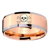 10mm Skull Beveled Edges Rose Gold Tungsten Carbide Men's Engagement Band