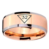 10mm Masonic 32 Triangle Freemason Beveled Edges Rose Gold Tungsten Carbide Personalized Ring
