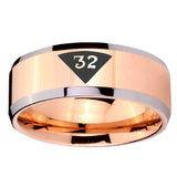 10mm Masonic 32 Triangle Design Freemason Beveled Edges Rose Gold Tungsten Carbide Personalized Ring