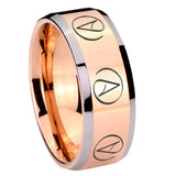 10mm Atheist Design Beveled Edges Rose Gold Tungsten Promise Ring