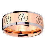 10mm Atheist Design Beveled Edges Rose Gold Tungsten Promise Ring