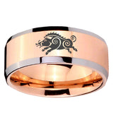 10mm Wild Boar Beveled Edges Rose Gold Tungsten Wedding Bands Ring