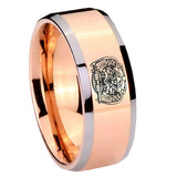 10mm Masonic 32 Degree Freemason Beveled Edges Rose Gold Tungsten Carbide Personalized Ring