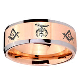 10mm Masonic Shriners Beveled Edges Rose Gold Tungsten Wedding Engraving Ring