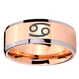 10mm Cancer Horoscope Beveled Edges Rose Gold Tungsten Carbide Men's Band Ring