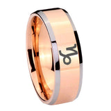 10mm Capricorn Zodiac Beveled Edges Rose Gold Tungsten Carbide Mens Bands Ring