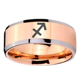 10mm Sagittarius Zodiac Beveled Edges Rose Gold Tungsten Men's Engagement Ring