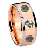 10mm Marine Chief Master Sergeant  Beveled Rose Gold Tungsten Wedding Engraving Ring