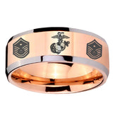 10mm Marine Chief Master Sergeant  Beveled Rose Gold Tungsten Wedding Engraving Ring