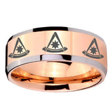 10mm Multiple Pester Master Masonic Beveled Rose Gold Tungsten Wedding Band Ring