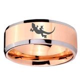 10mm Lizard Beveled Edges Rose Gold Tungsten Carbide Mens Ring