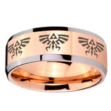 10mm Multiple Zelda Skyward Sword Beveled Rose Gold Tungsten Men's Wedding Ring