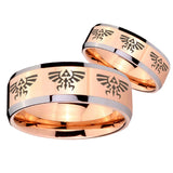 His Hers Multiple Zelda Skyward Sword Beveled Rose Gold Tungsten Mens Band Set