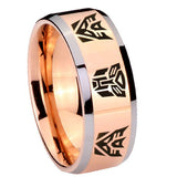 10mm Transformers Autobot Decepticon Beveled Edges Rose Gold Tungsten Men's Bands Ring