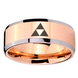 10mm Zelda Triforce Beveled Edges Rose Gold Tungsten Carbide Personalized Ring