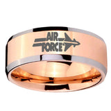 10MM Beveled Air Force Rose Gold IP 2 Tone Tungsten Carbide Men's Ring