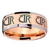 10mm Multiple CTR Beveled Edges Rose Gold Tungsten Carbide Personalized Ring