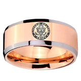 10mm U.S. Army Beveled Edges Rose Gold Tungsten Wedding Bands Ring