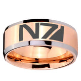 10mm N7 Design Beveled Edges Rose Gold Tungsten Wedding Bands Ring