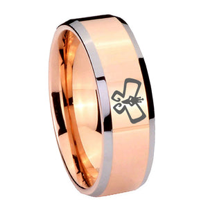 10mm Monarch Beveled Edges Rose Gold Tungsten Carbide Wedding Band Ring