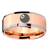 10mm 8 Ball Beveled Edges Rose Gold Tungsten Carbide Men's Bands Ring