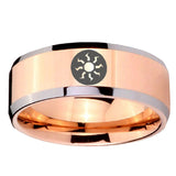 10mm Magic The Gathering Beveled Edges Rose Gold Tungsten Carbide Mens Ring