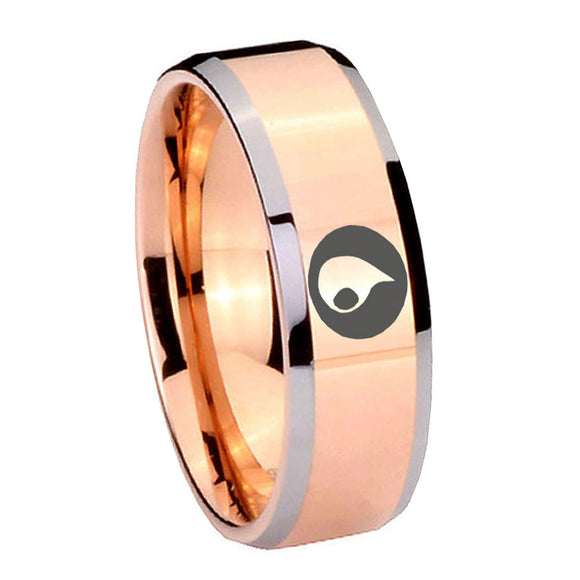 10mm Magic Gathering Beveled Edges Rose Gold Tungsten Carbide Men's Ring