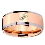 10mm LA Dogers MLB Baseball Beveled Edges Rose Gold Tungsten Anniversary Ring