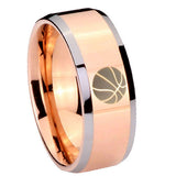 10mm Basketball Beveled Edges Rose Gold Tungsten Carbide Engagement Ring