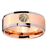 10mm Basketball Beveled Edges Rose Gold Tungsten Carbide Engagement Ring