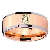 10mm Military Pow Beveled Edges Rose Gold Tungsten Men's Engagement Ring