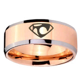 10mm House of Van Beveled Edges Rose Gold Tungsten Carbide Mens Wedding Band