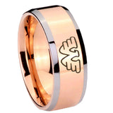 10mm Waylon Jennings Beveled Edges Rose Gold Tungsten Men's Wedding Band