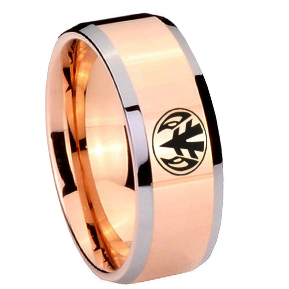 10mm Love Power Rangers Beveled Edges Rose Gold Tungsten Men's Wedding Ring