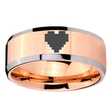 10MM Beveled Zelda Heart Rose Gold IP 2 Tone Tungsten Carbide Men's Ring