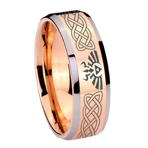 10mm Celtic Zelda Beveled Edges Rose Gold Tungsten Carbide Mens Wedding Band