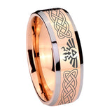 10mm Celtic Zelda Beveled Edges Rose Gold Tungsten Carbide Mens Wedding Band