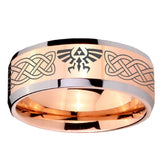 10mm Celtic Zelda Beveled Edges Rose Gold Tungsten Carbide Mens Wedding Band