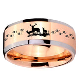 10mm Deer Hunting Beveled Edges Rose Gold Tungsten Wedding Bands Ring