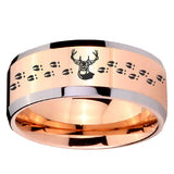 10mm Deer Antler Beveled Edges Rose Gold Tungsten Wedding Bands Ring