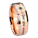 10mm Sound Wave, I love you more Beveled Edges Rose Gold Tungsten Rings for Men